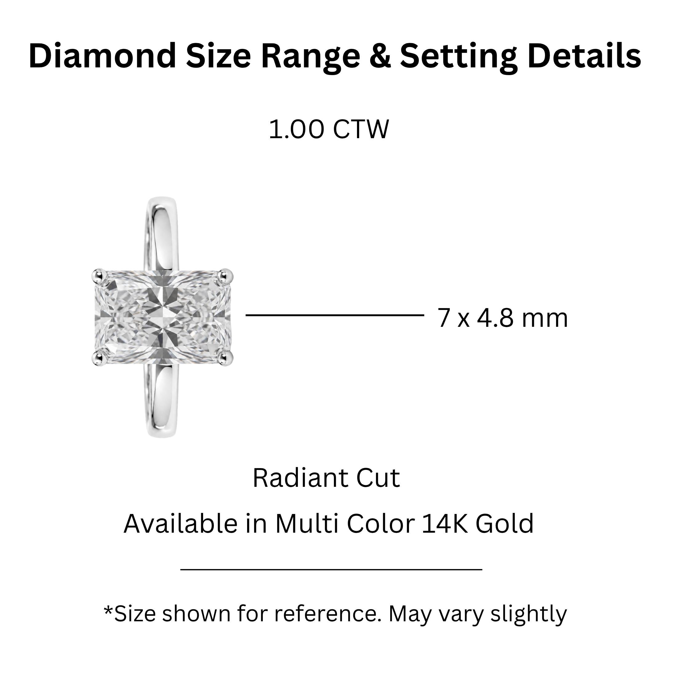 1.00-6.00 Carat T.W. Radiant-cut Lab Grown Diamond (F/VS) 14K Gold Solitaire Ring