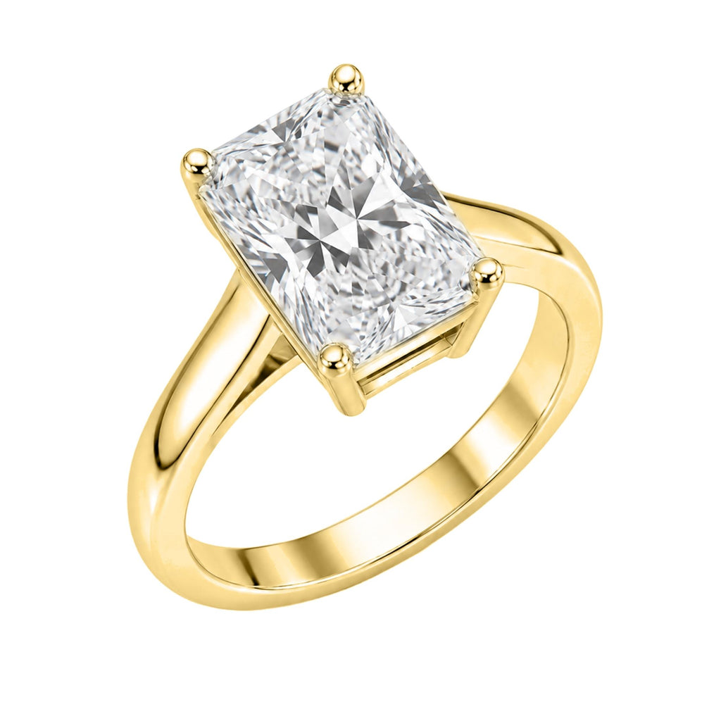1.00-6.00 Carat T.W. Radiant-cut Lab Grown Diamond (F/VS) 14K Gold Solitaire Ring