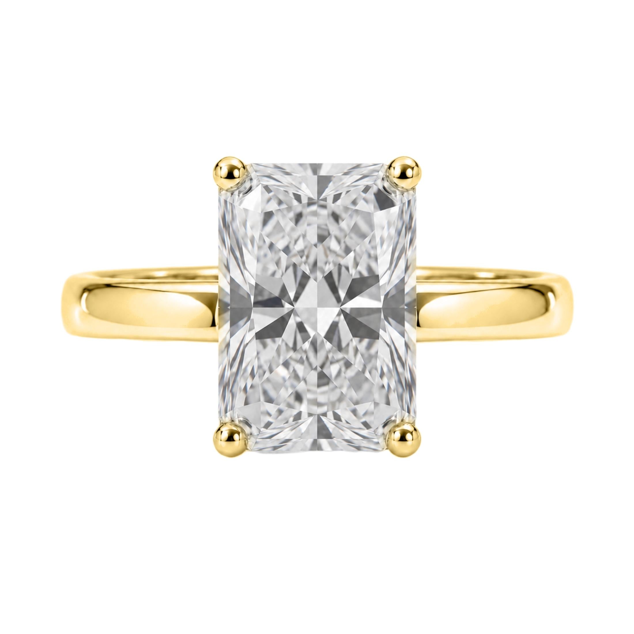 1.00-6.00 Carat T.W. Radiant-cut Lab Grown Diamond (F/VS) 14K Gold Solitaire Ring