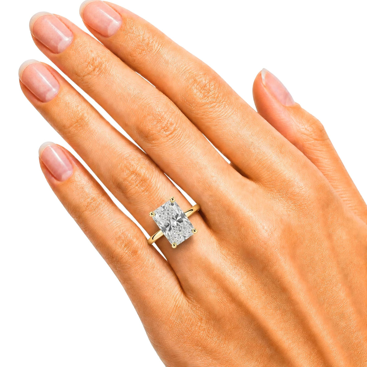 1.00-6.00 Carat T.W. Radiant-cut Lab Grown Diamond (F/VS) 14K Gold Solitaire Ring