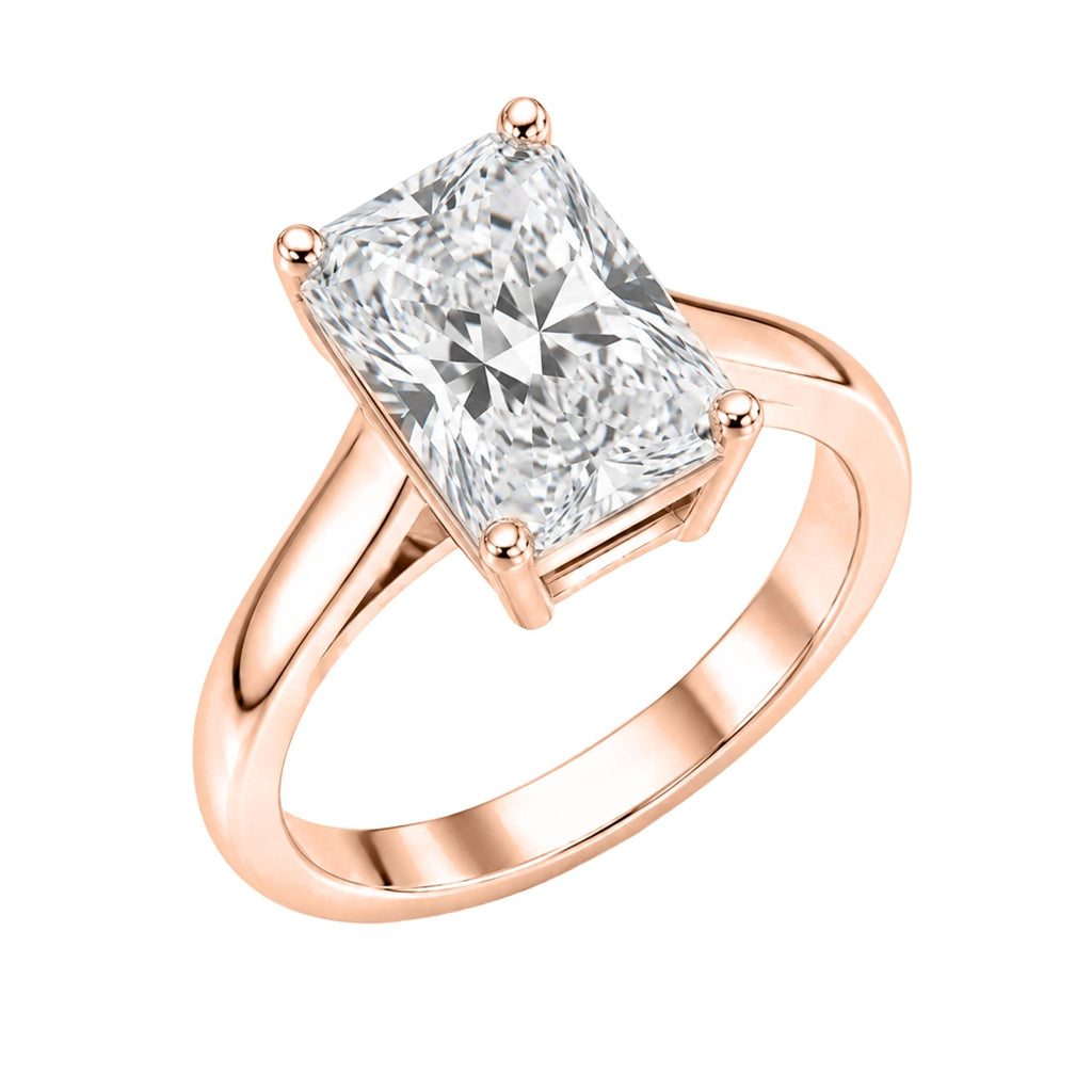 1.00-6.00 Carat T.W. Radiant-cut Lab Grown Diamond (F/VS) 14K Gold Solitaire Ring
