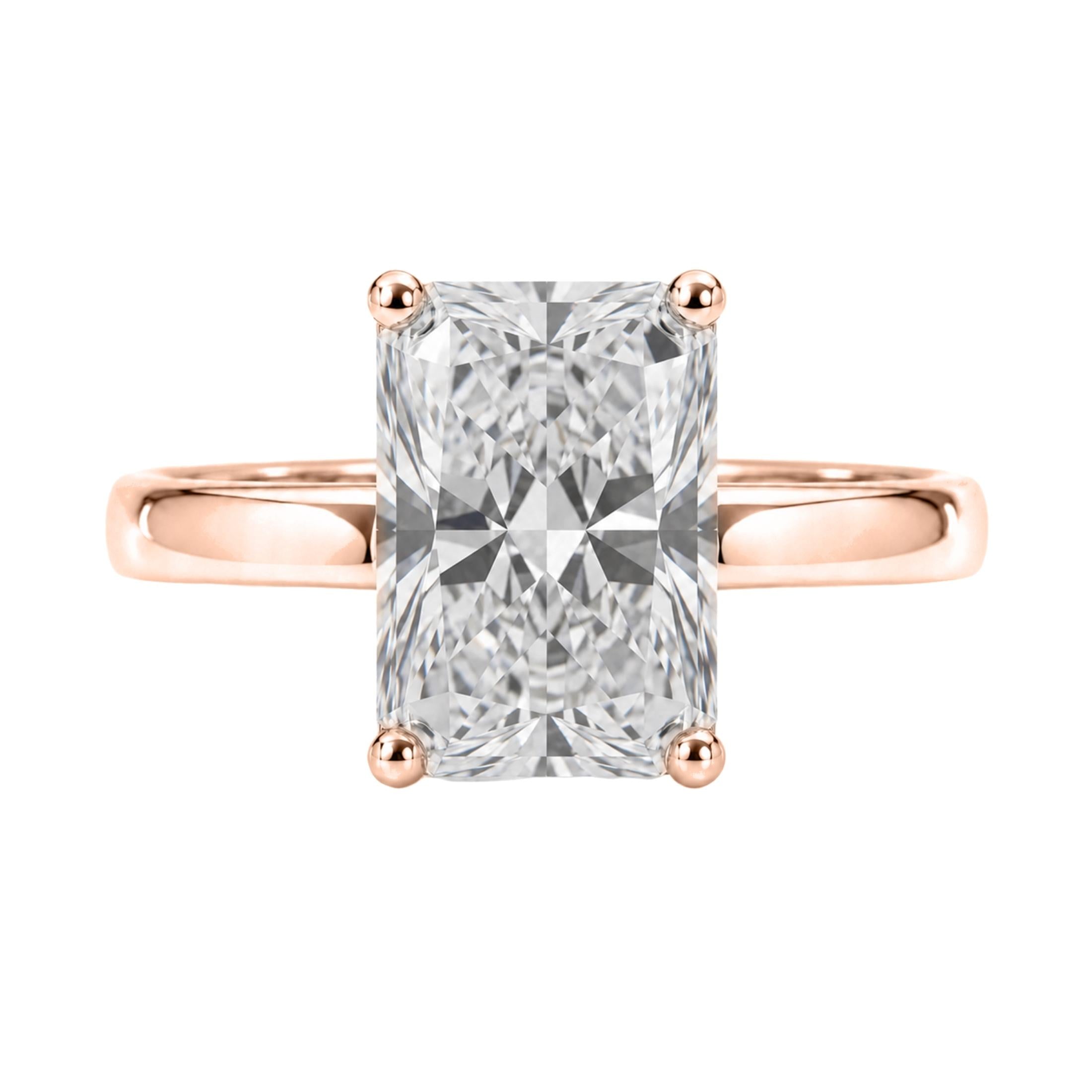 1.00-6.00 Carat T.W. Radiant-cut Lab Grown Diamond (F/VS) 14K Gold Solitaire Ring