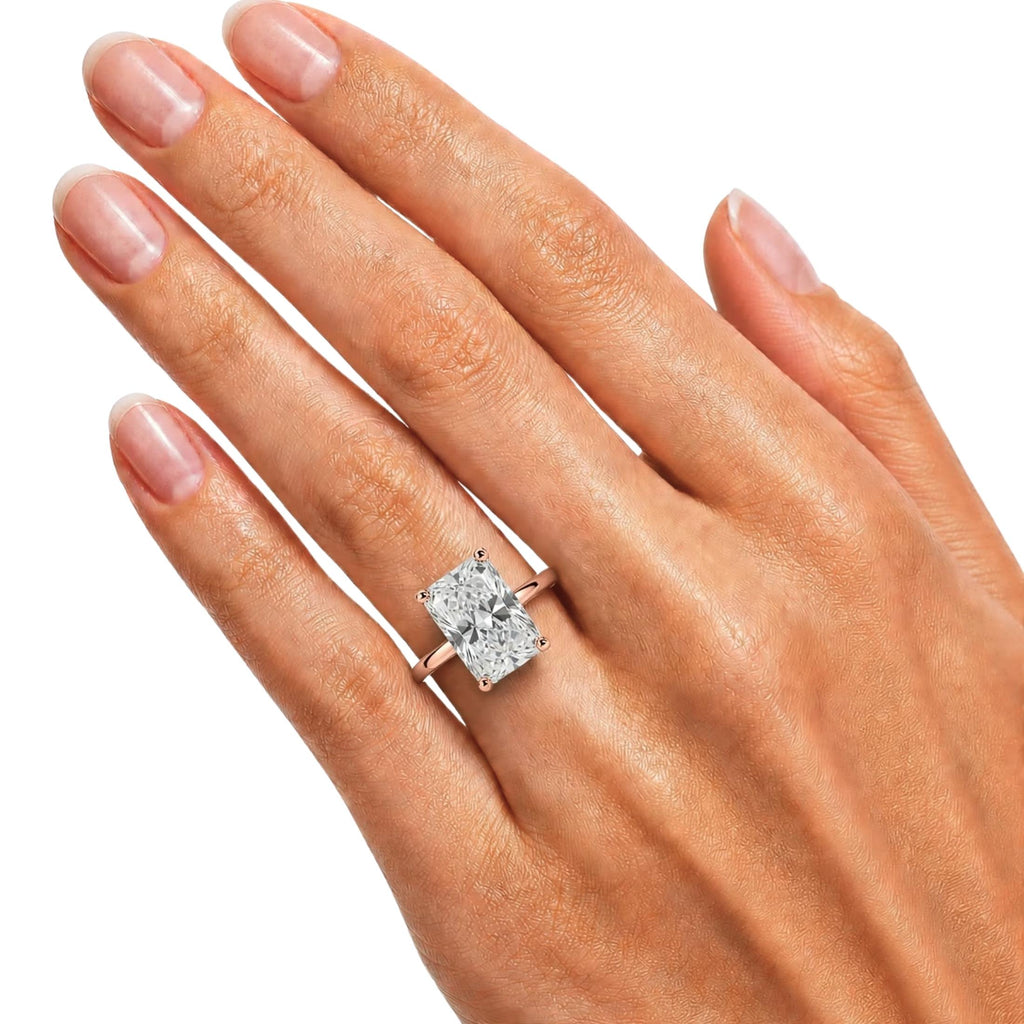 1.00-6.00 Carat T.W. Radiant-cut Lab Grown Diamond (F/VS) 14K Gold Solitaire Ring
