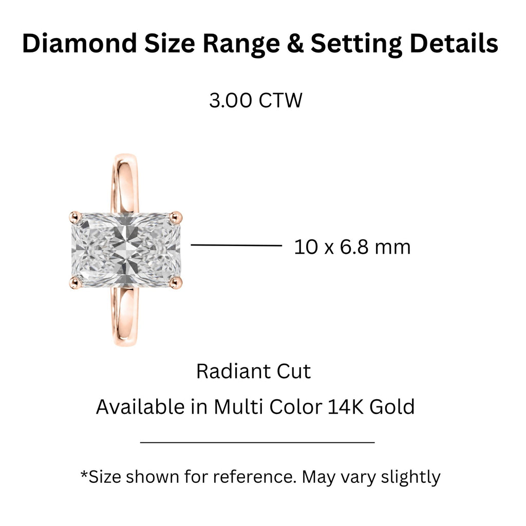 1.00-6.00 Carat T.W. Radiant-cut Lab Grown Diamond (F/VS) 14K Gold Solitaire Ring