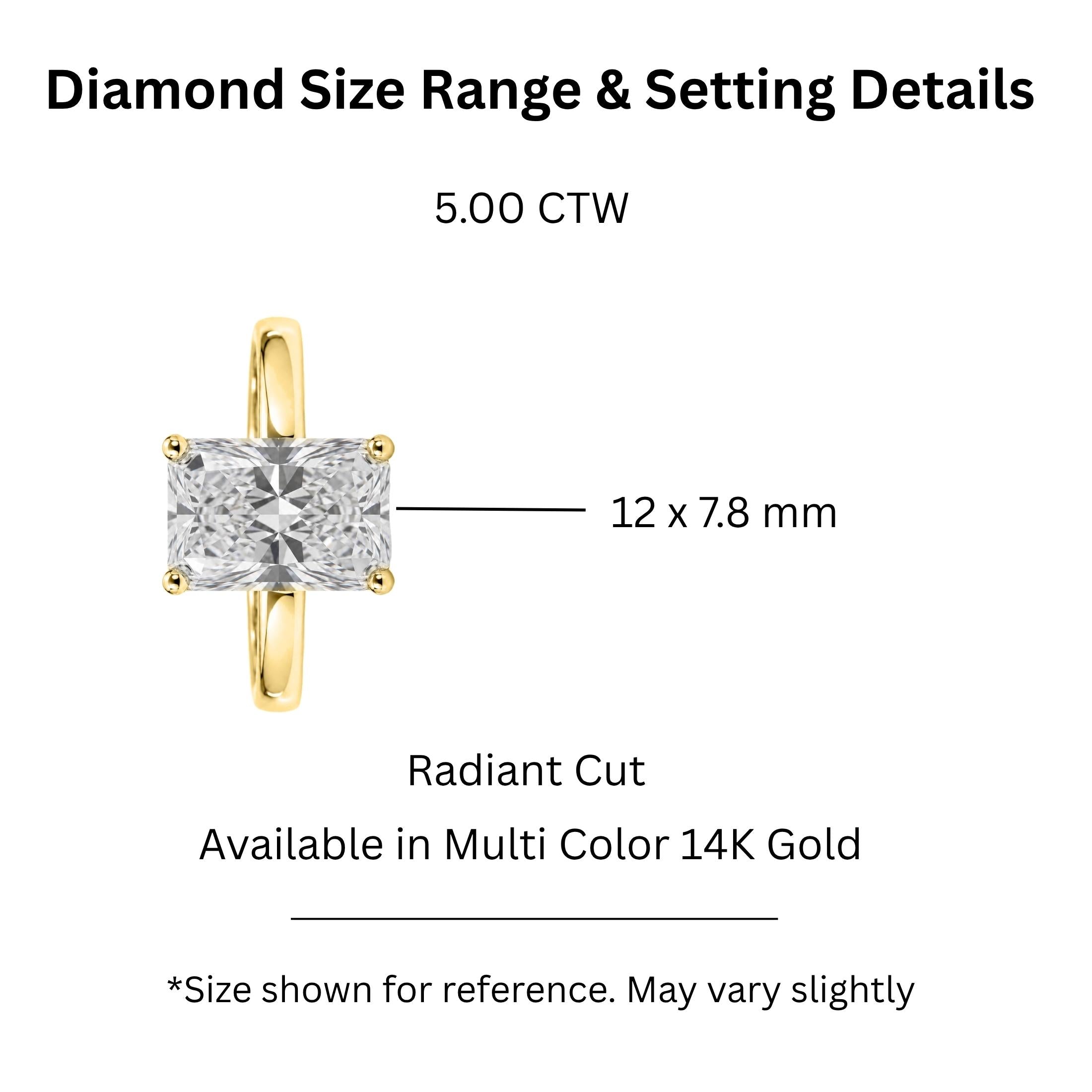 1.00-6.00 Carat T.W. Radiant-cut Lab Grown Diamond (F/VS) 14K Gold Solitaire Ring