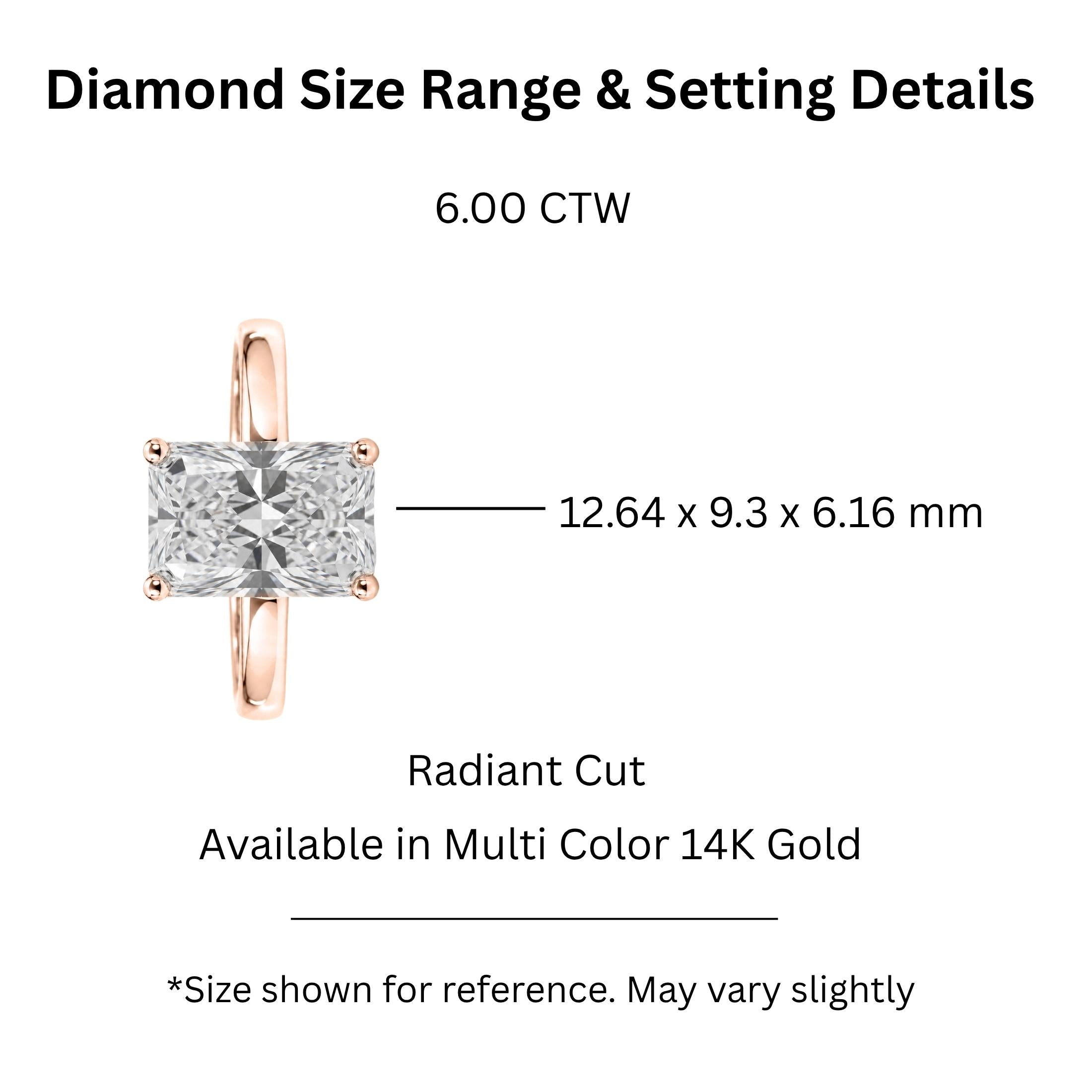 1.00-6.00 Carat T.W. Radiant-cut Lab Grown Diamond (F/VS) 14K Gold Solitaire Ring