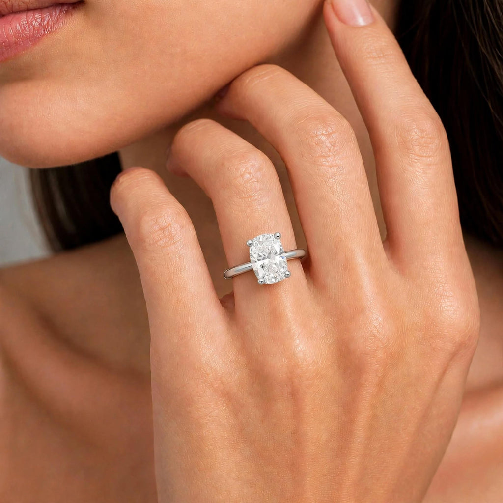 1-6 ctw Long Cushion Solitaire Engagement Ring