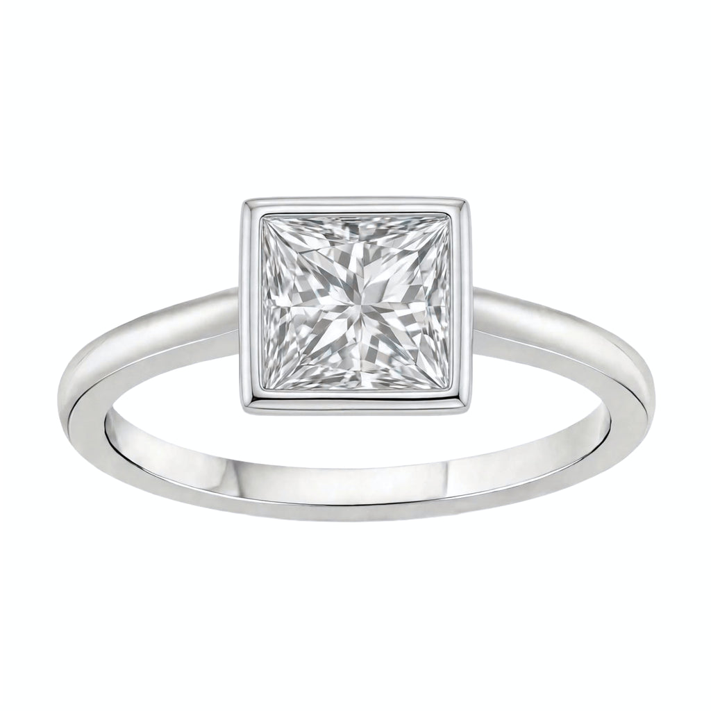 1-6 ctw Princess Solitaire Bezel Engagement Ring