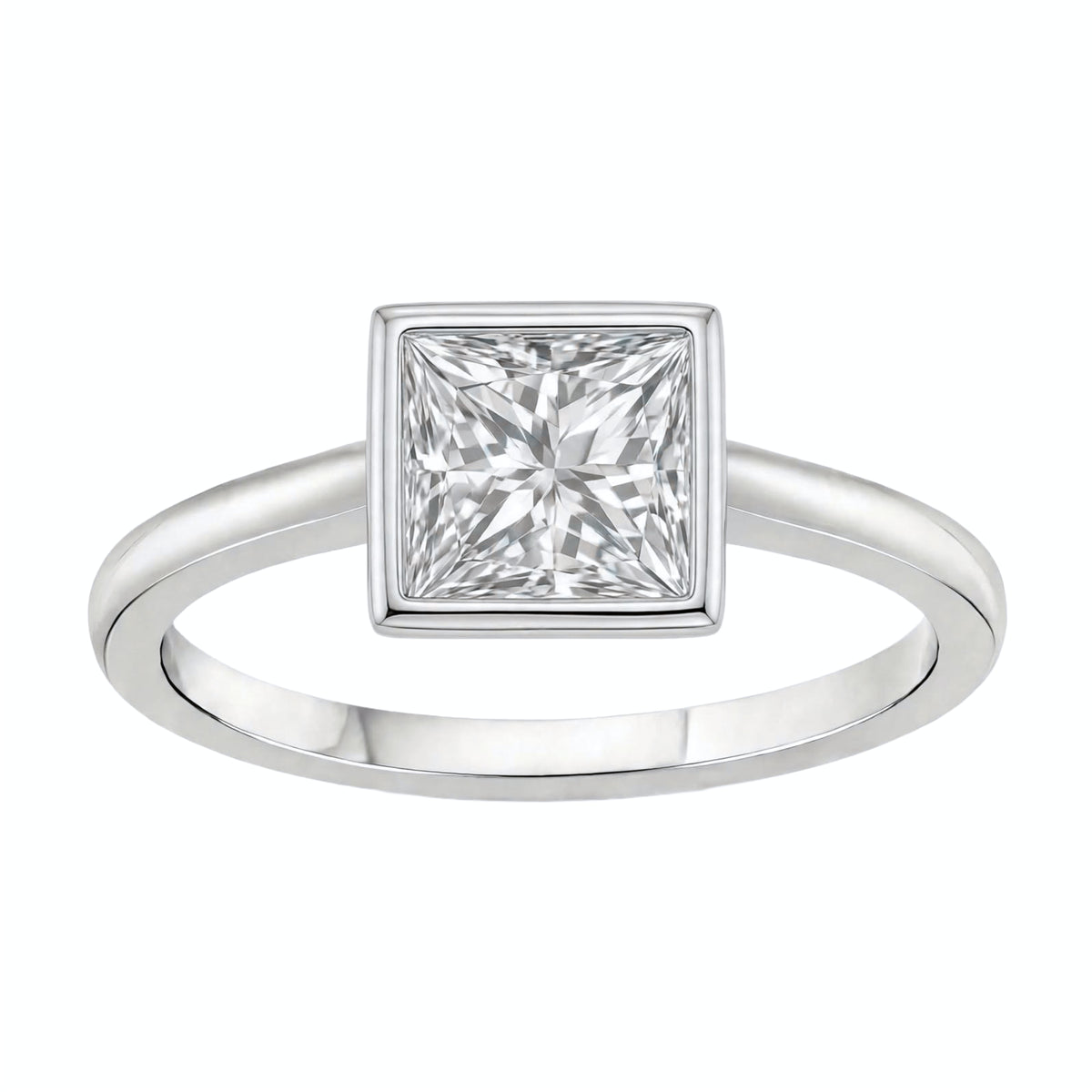 1-6 ctw Princess Solitaire Bezel Engagement Ring