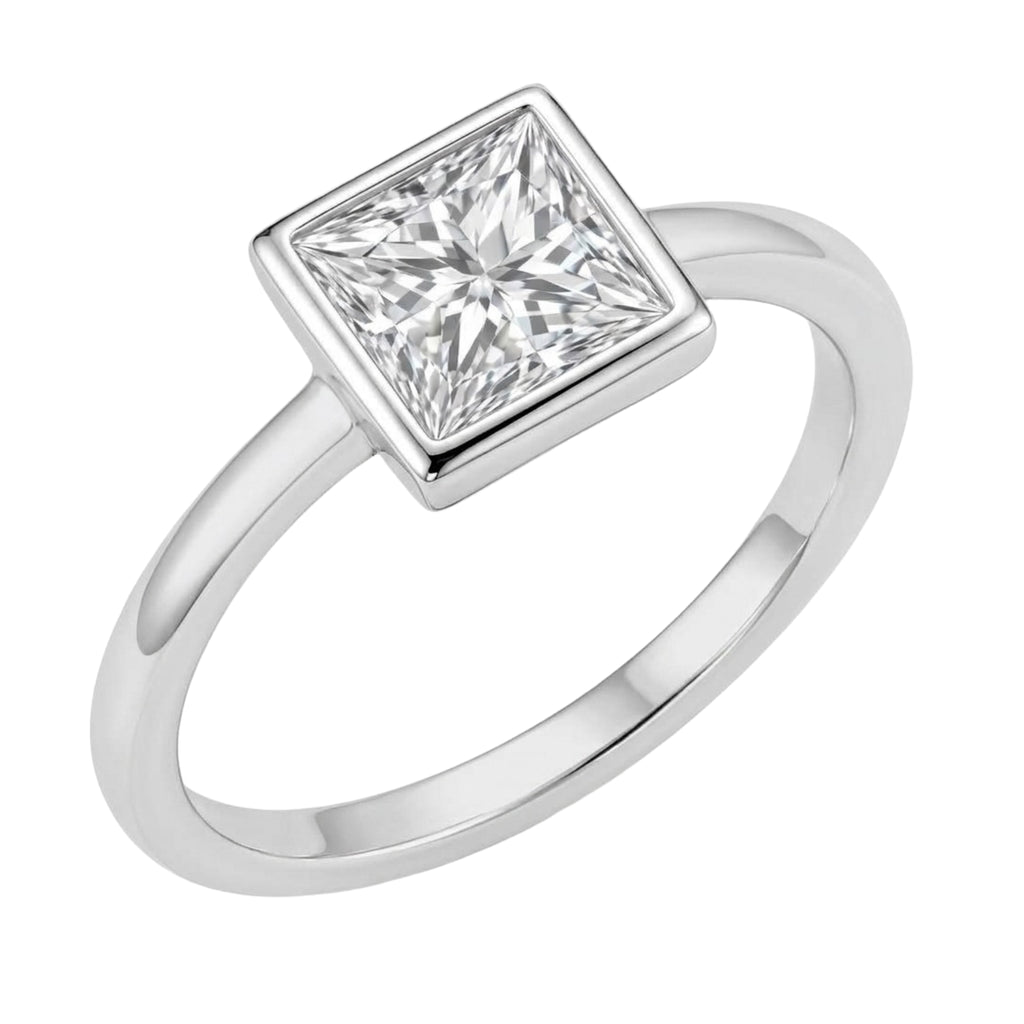 1-6 ctw Princess Solitaire Bezel Engagement Ring