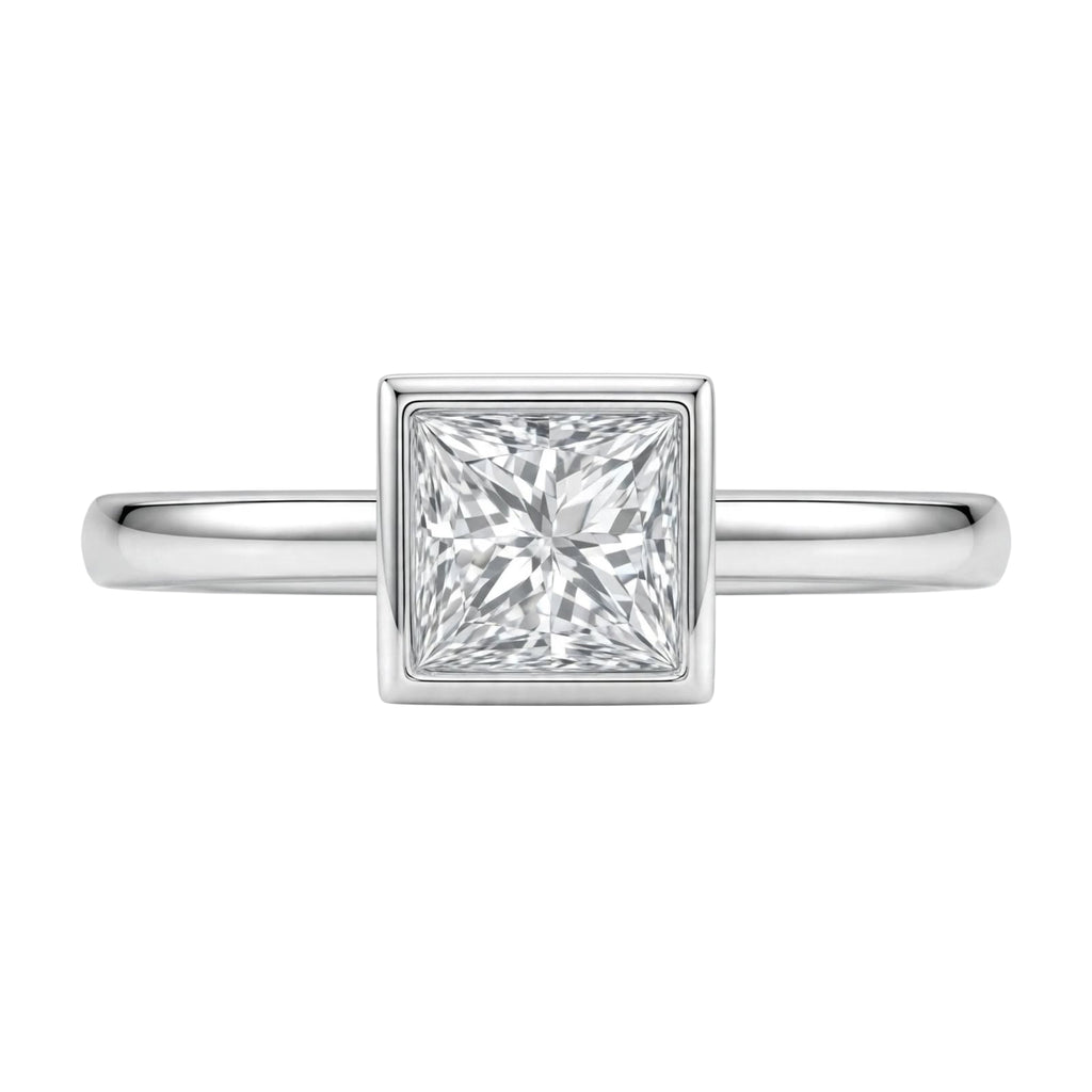 1-6 ctw Princess Solitaire Bezel Engagement Ring