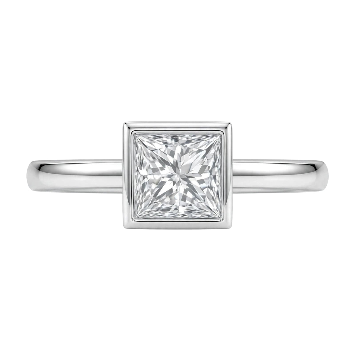 1-6 ctw Princess Solitaire Bezel Engagement Ring