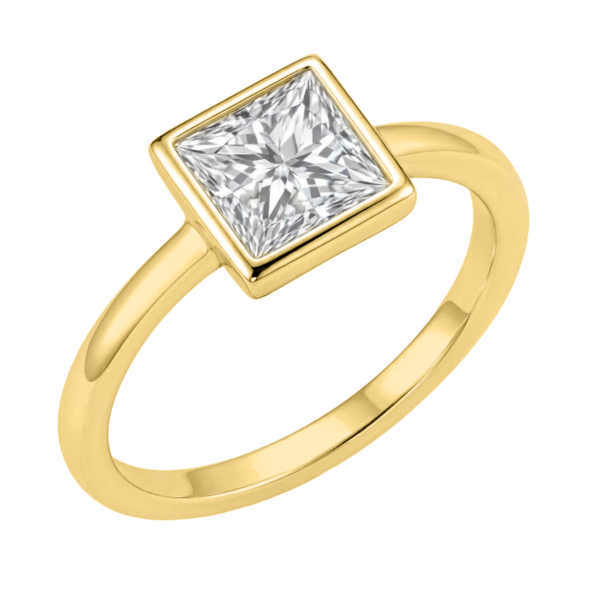 1-6 ctw Princess Solitaire Bezel Engagement Ring