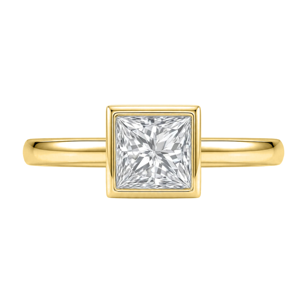 1-6 ctw Princess Solitaire Bezel Engagement Ring