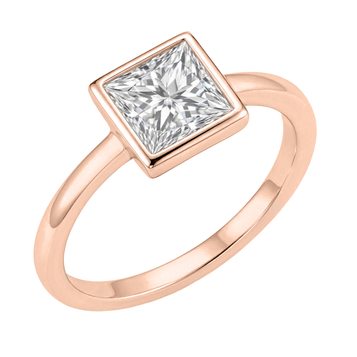 1-6 ctw Princess Solitaire Bezel Engagement Ring