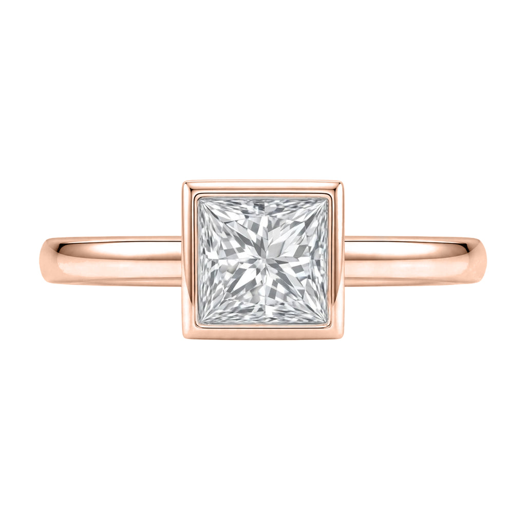 1-6 ctw Princess Solitaire Bezel Engagement Ring
