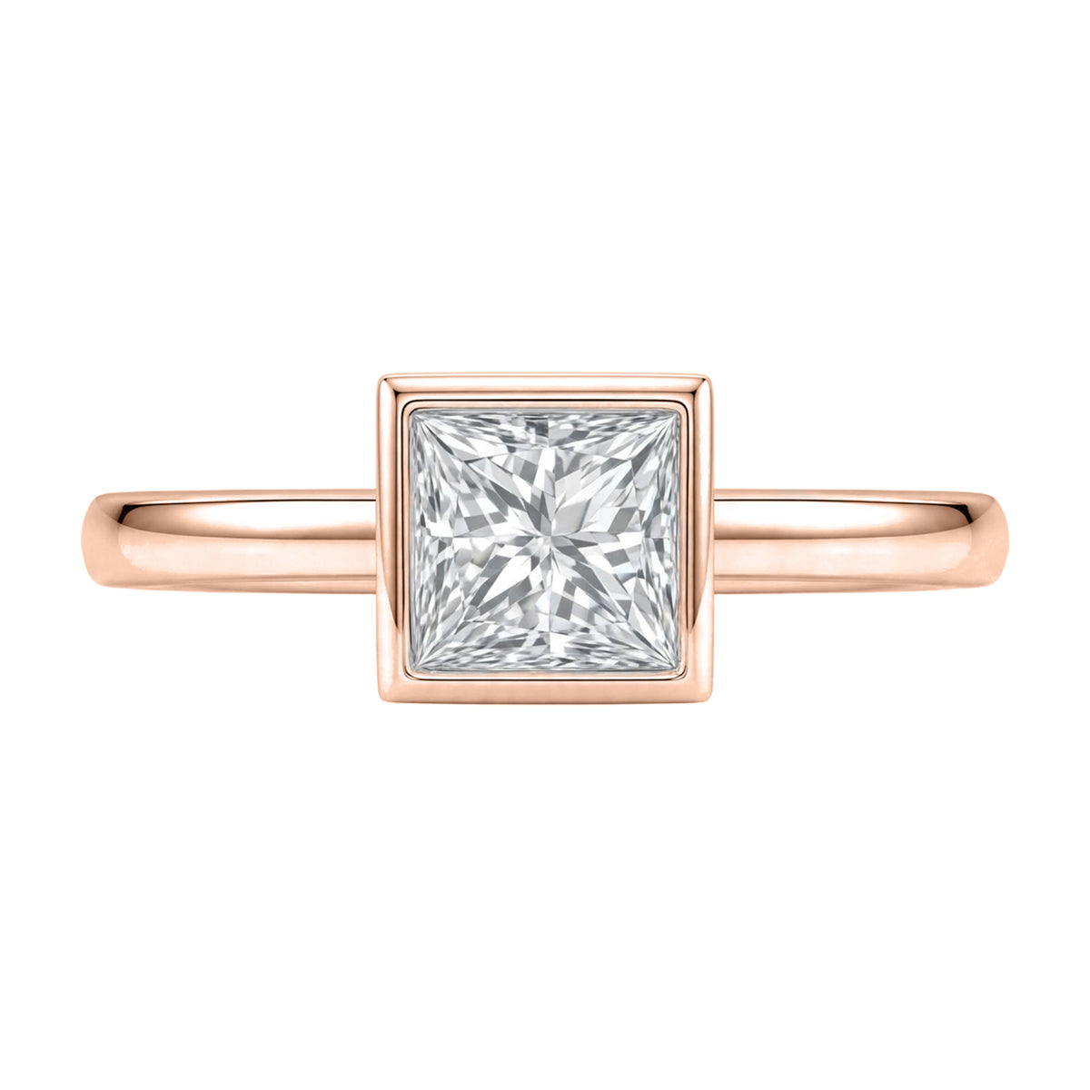 1-6 ctw Princess Solitaire Bezel Engagement Ring