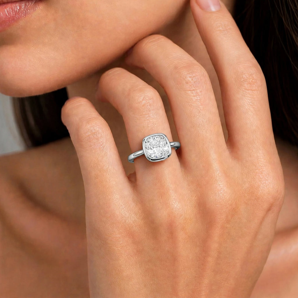 1-6 ctw Cushion Solitaire Bezel Engagement Ring