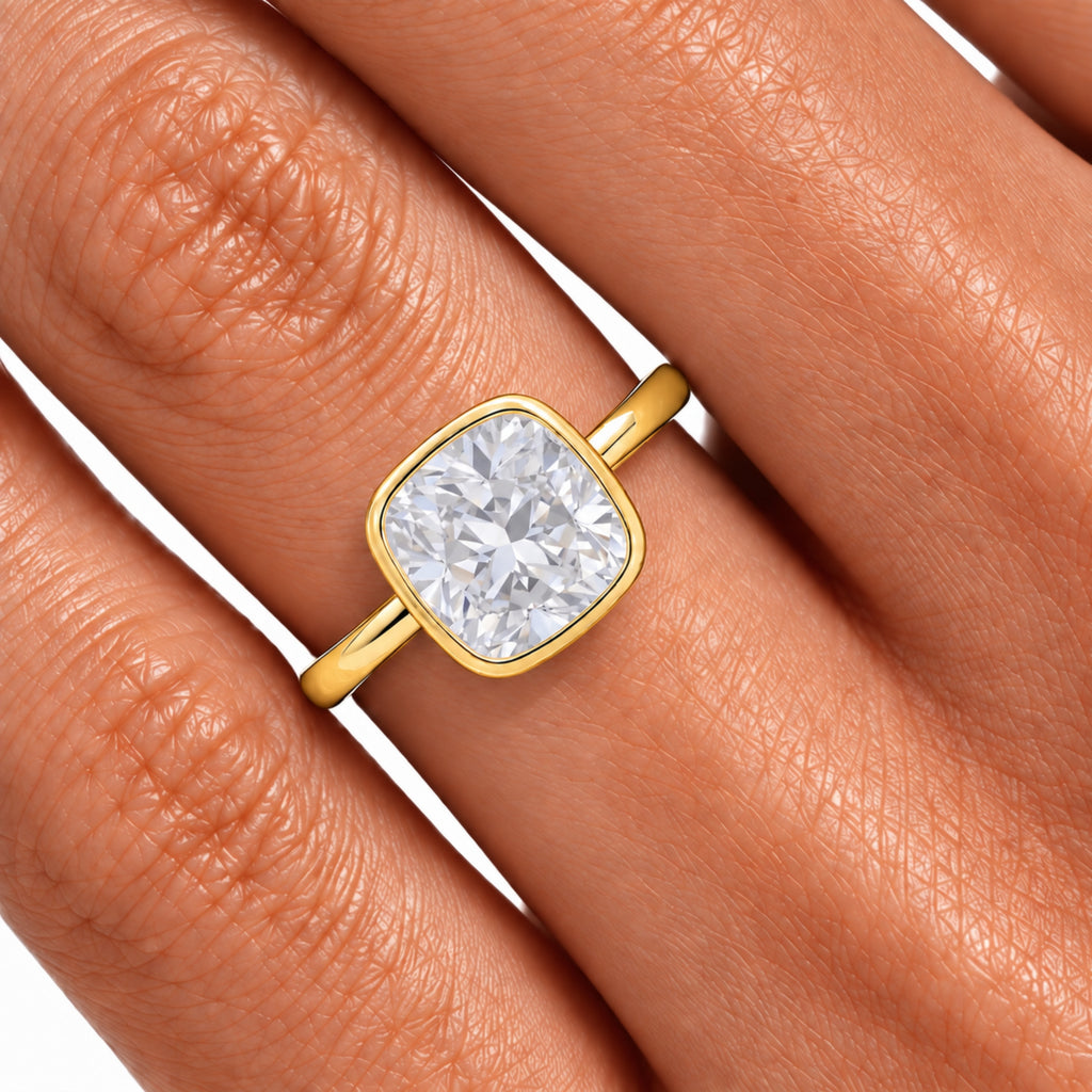 1-6 ctw Cushion Solitaire Bezel Engagement Ring