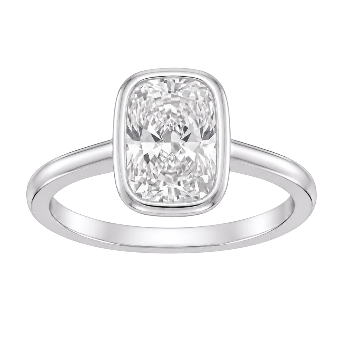 1-6 ctw Long Cushion Solitaire Bezel Engagement Ring