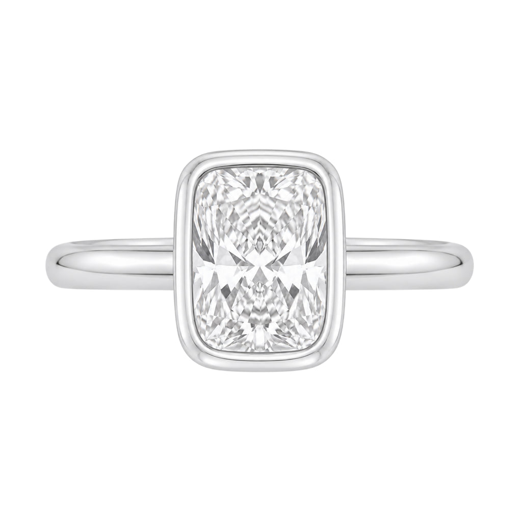1-6 ctw Long Cushion Solitaire Bezel Engagement Ring