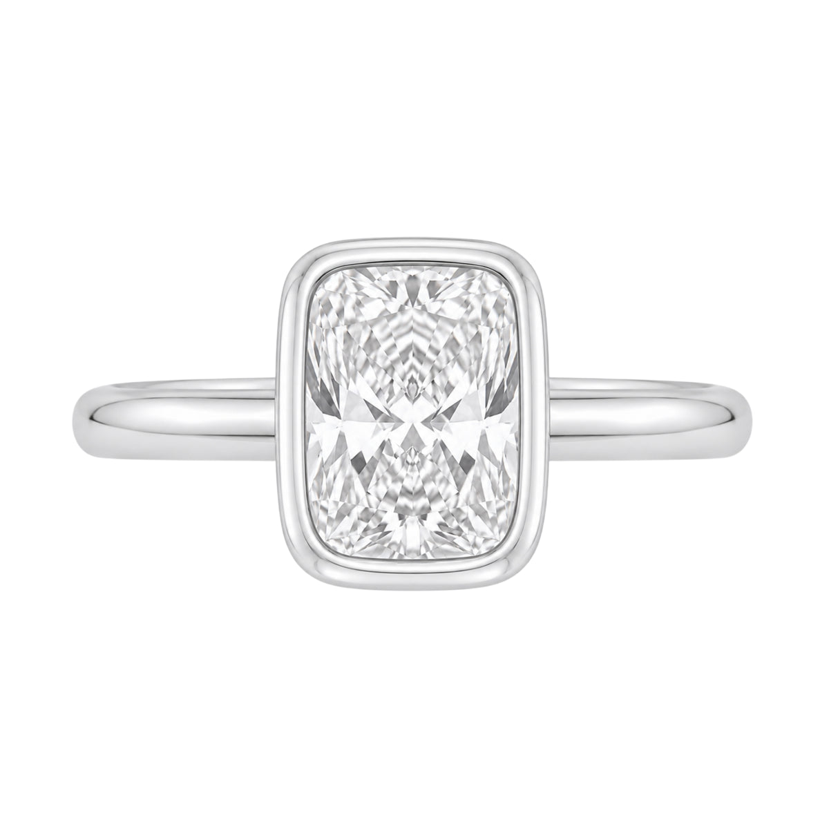 1-6 ctw Long Cushion Solitaire Bezel Engagement Ring