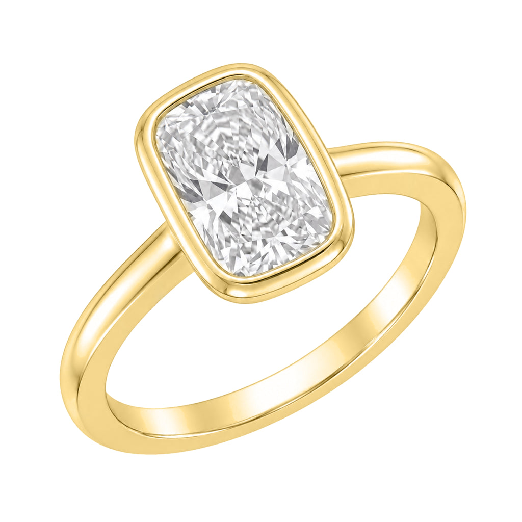 1-6 ctw Long Cushion Solitaire Bezel Engagement Ring