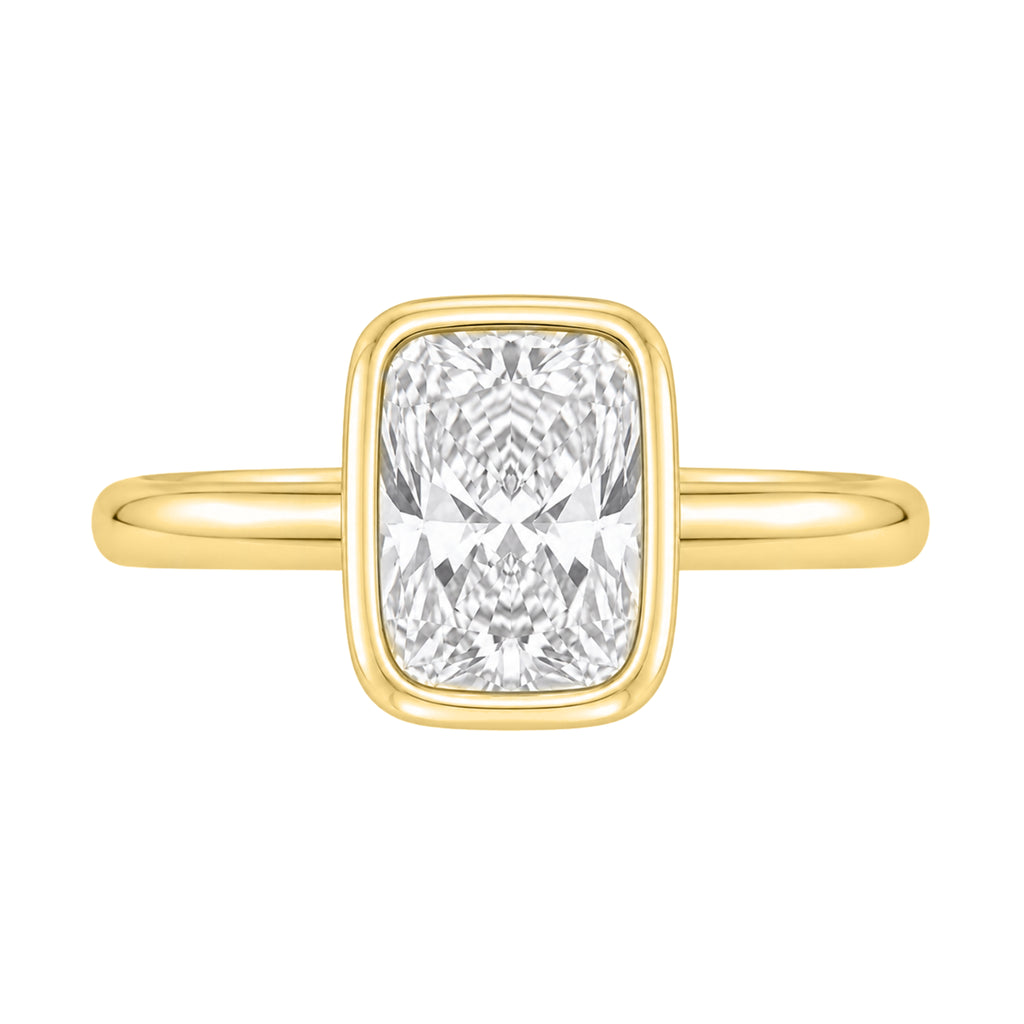 1-6 ctw Long Cushion Solitaire Bezel Engagement Ring