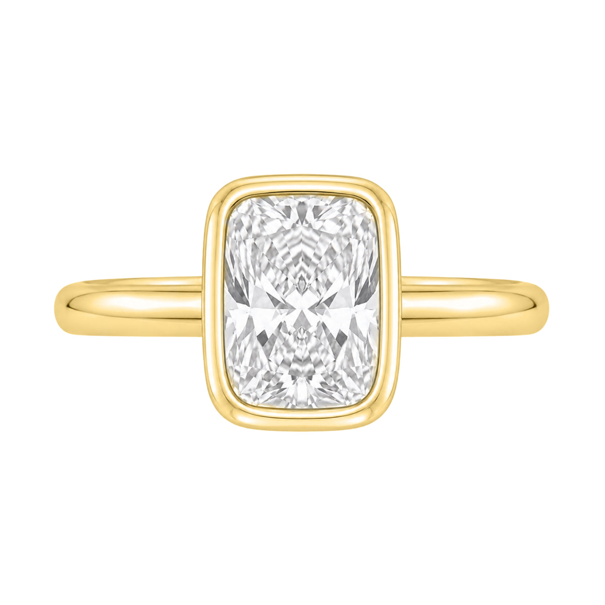 1-6 ctw Long Cushion Solitaire Bezel Engagement Ring