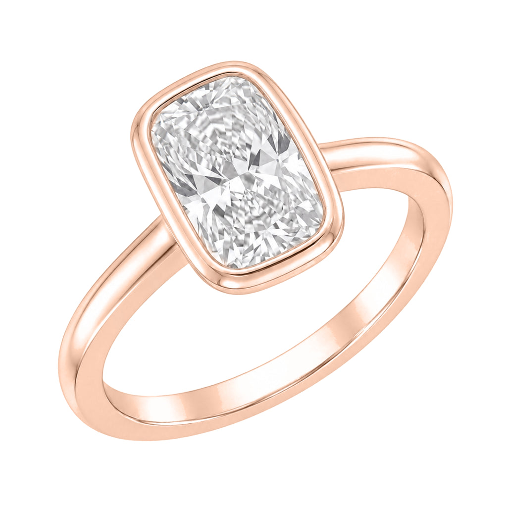 1-6 ctw Long Cushion Solitaire Bezel Engagement Ring