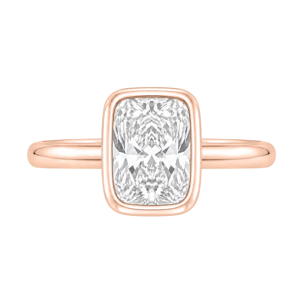 1-6 ctw Long Cushion Solitaire Bezel Engagement Ring