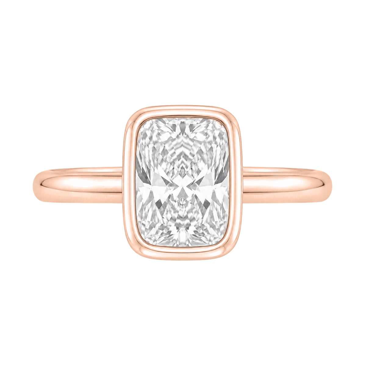 1-6 ctw Long Cushion Solitaire Bezel Engagement Ring