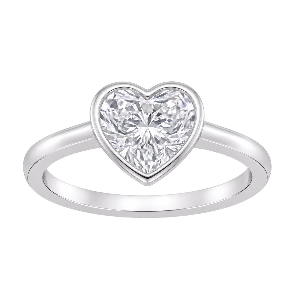 1-6 ctw Heart Solitaire Bezel Engagement Ring