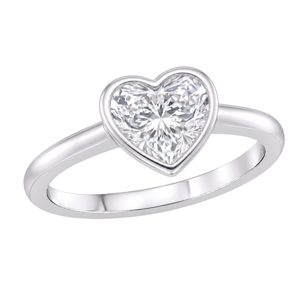 1-6 ctw Heart Solitaire Bezel Engagement Ring
