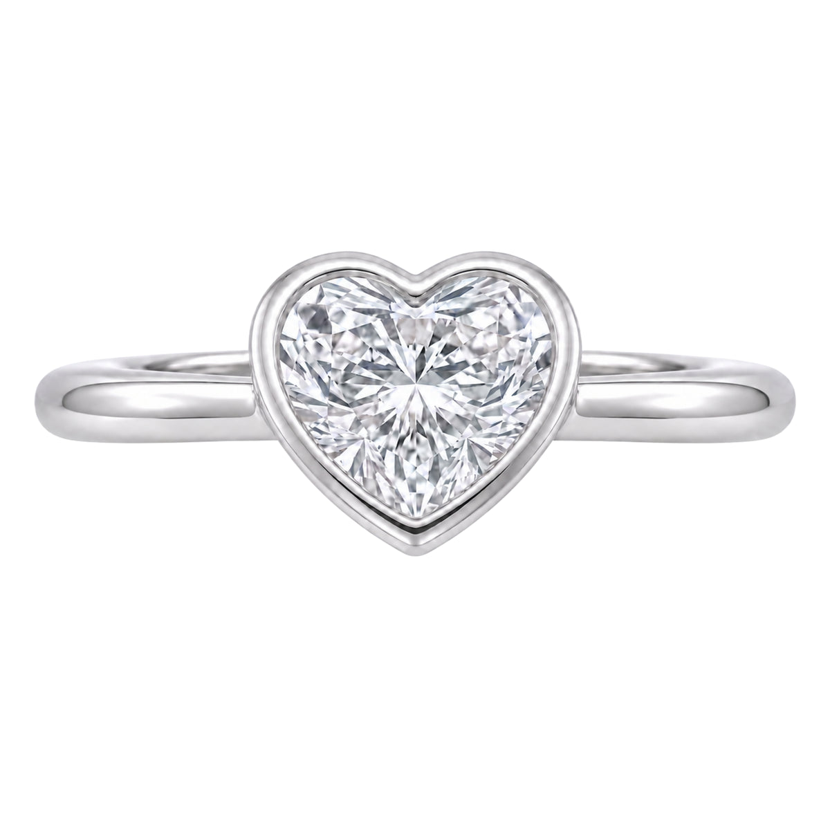 1-6 ctw Heart Solitaire Bezel Engagement Ring