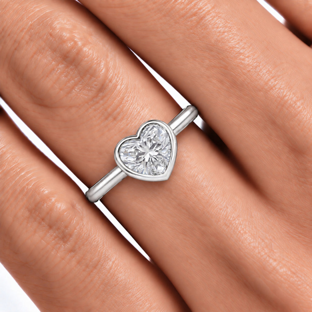 1-6 ctw Heart Solitaire Bezel Engagement Ring