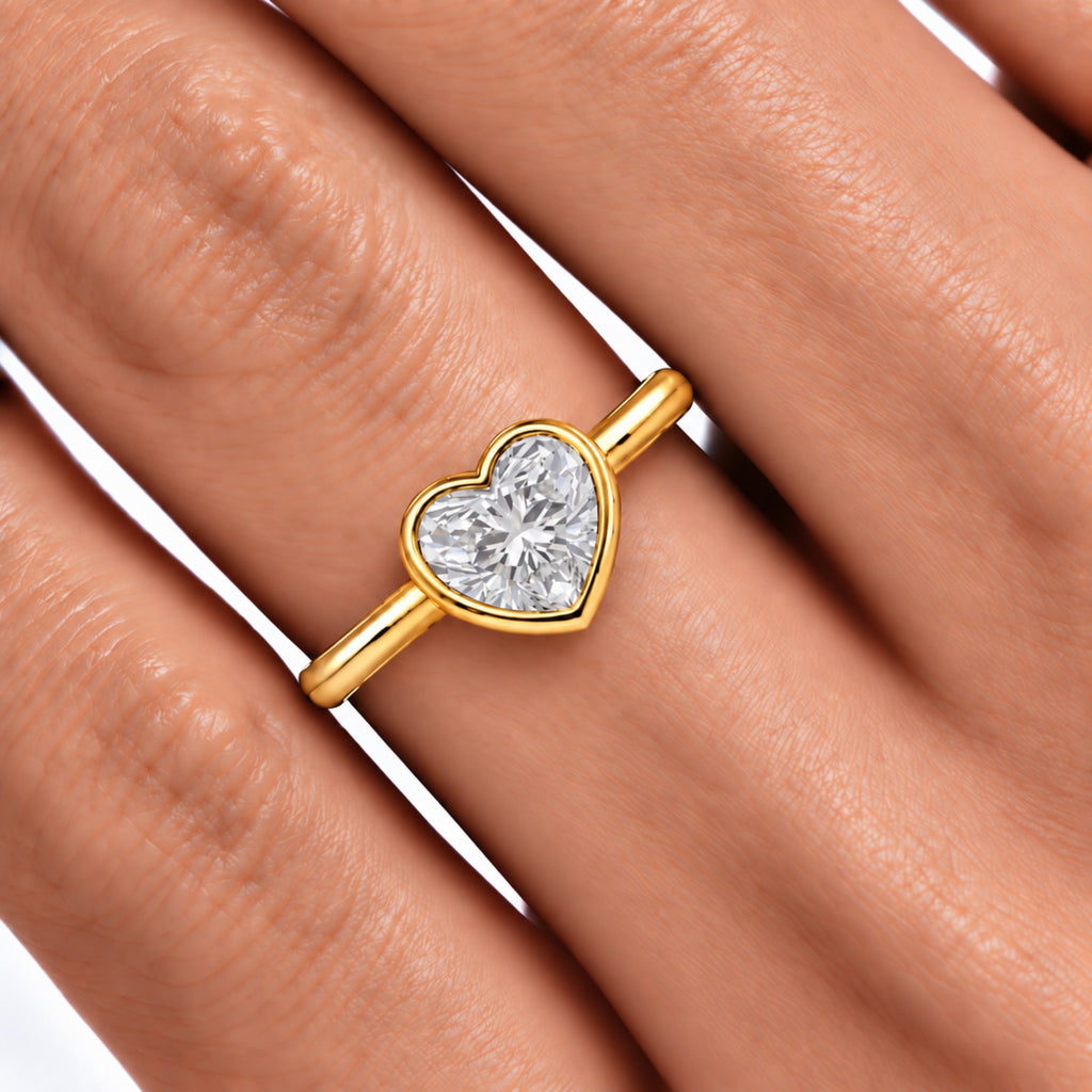 1-6 ctw Heart Solitaire Bezel Engagement Ring