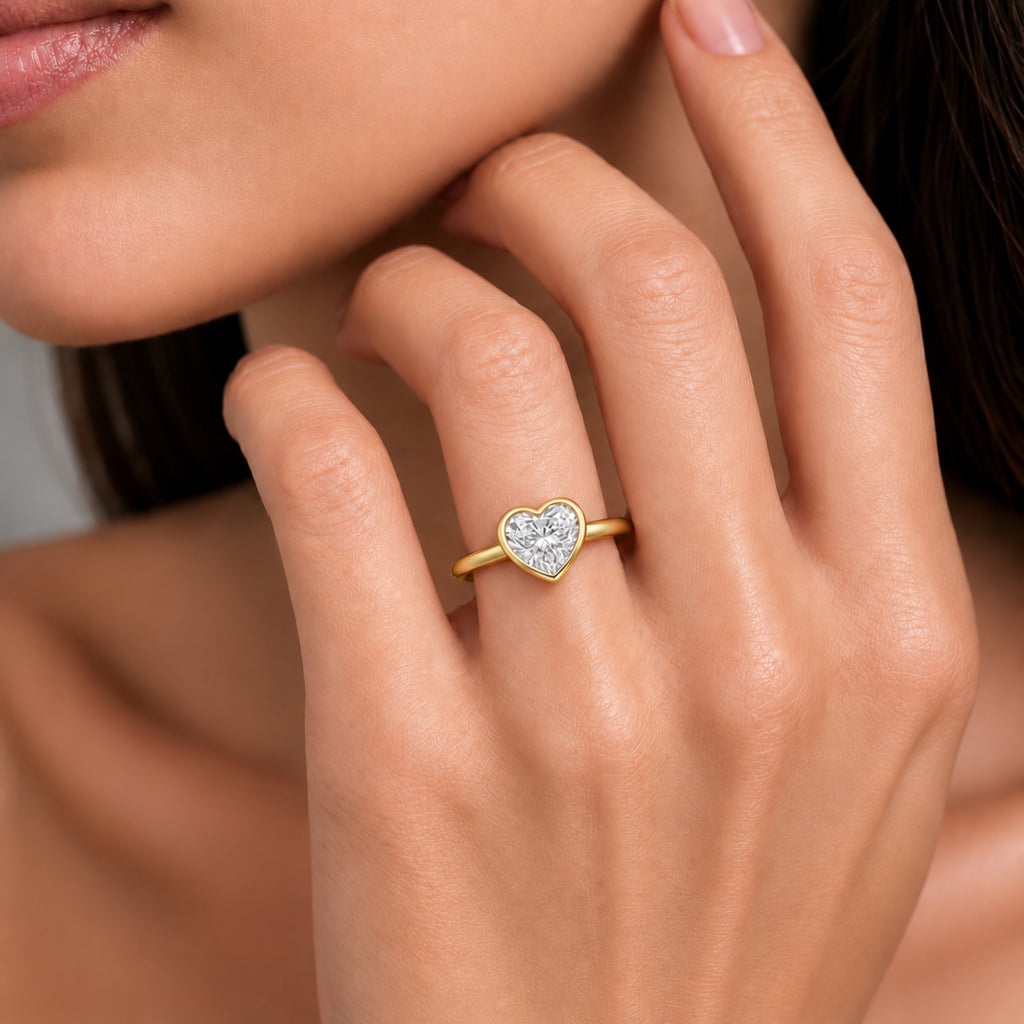 1-6 ctw Heart Solitaire Bezel Engagement Ring