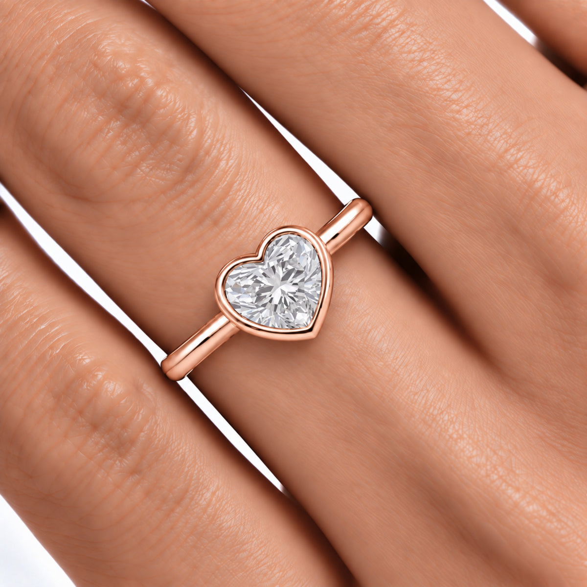 1-6 ctw Heart Solitaire Bezel Engagement Ring