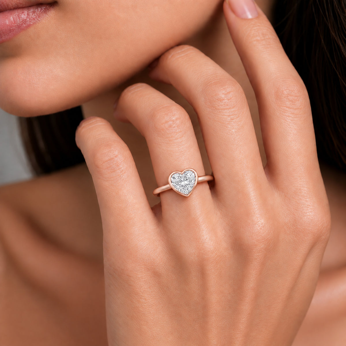 1-6 ctw Heart Solitaire Bezel Engagement Ring