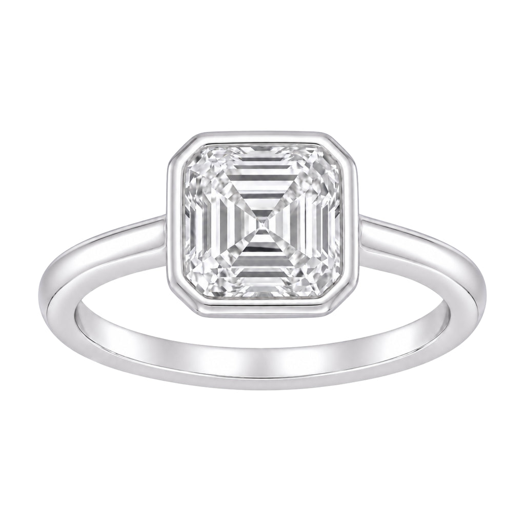 1-6 ctw Asscher Solitaire Bezel Engagement Ring