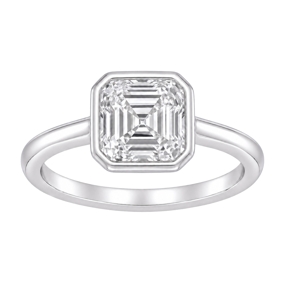1-6 ctw Asscher Solitaire Bezel Engagement Ring