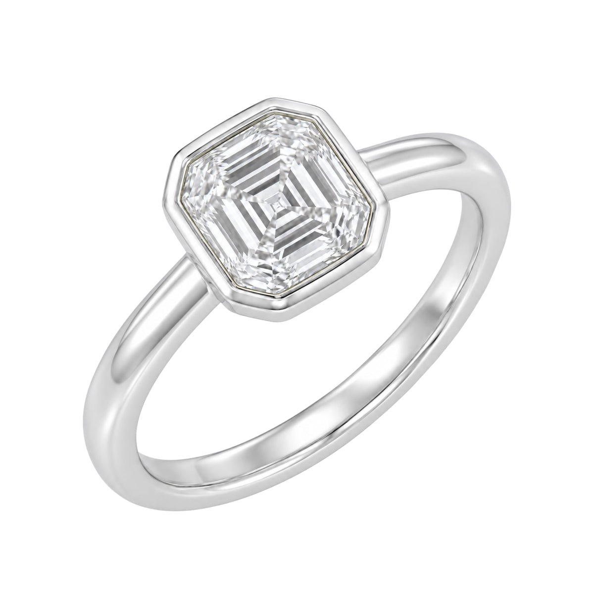 1-6 ctw Asscher Solitaire Bezel Engagement Ring