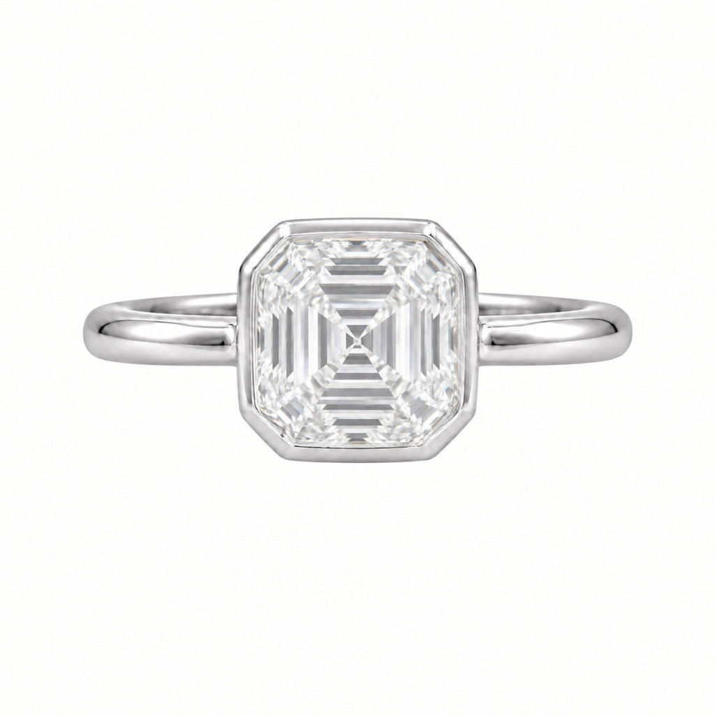 1-6 ctw Asscher Solitaire Bezel Engagement Ring