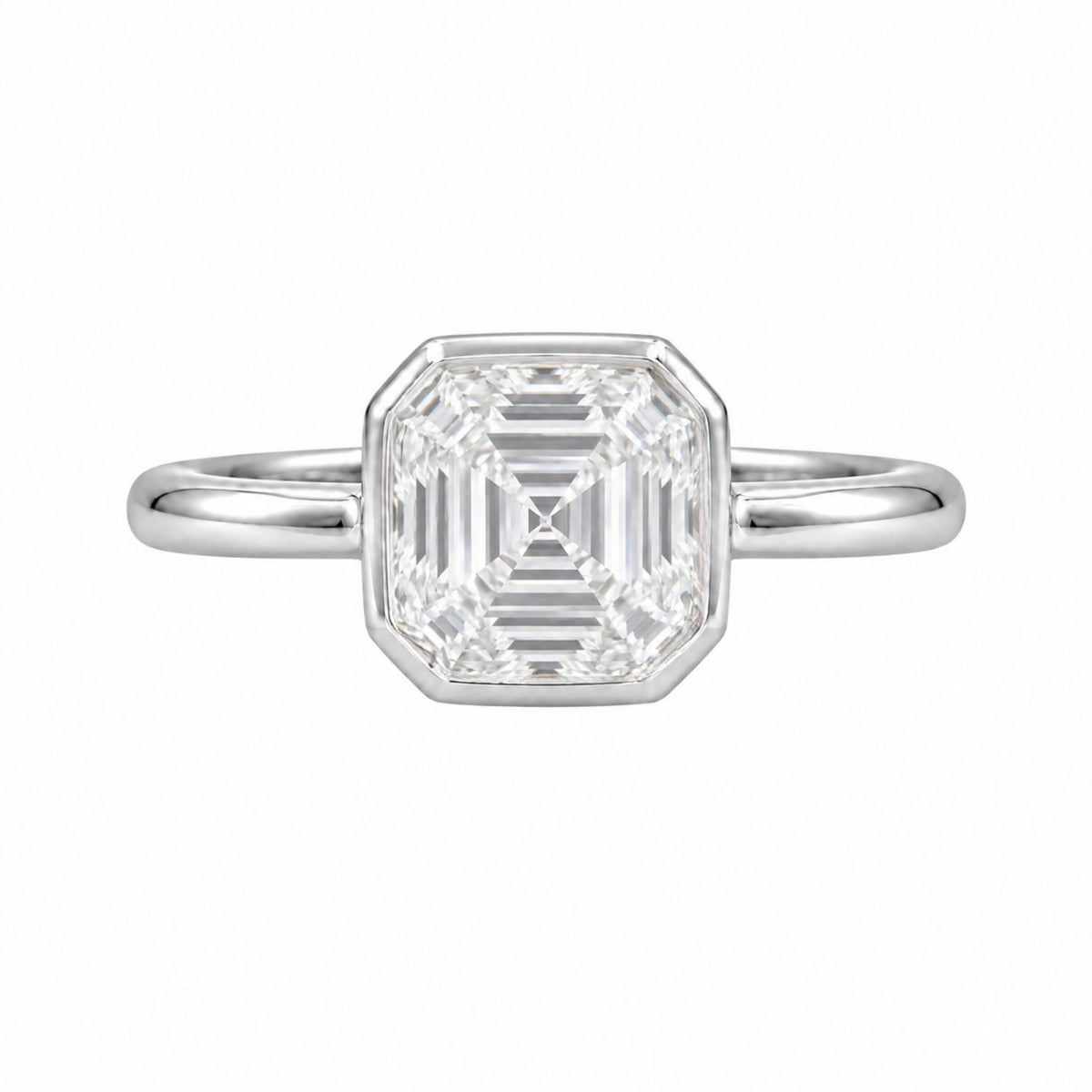 1-6 ctw Asscher Solitaire Bezel Engagement Ring