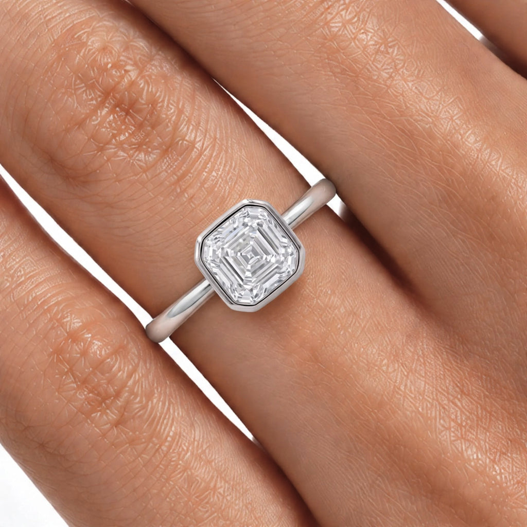 1-6 ctw Asscher Solitaire Bezel Engagement Ring