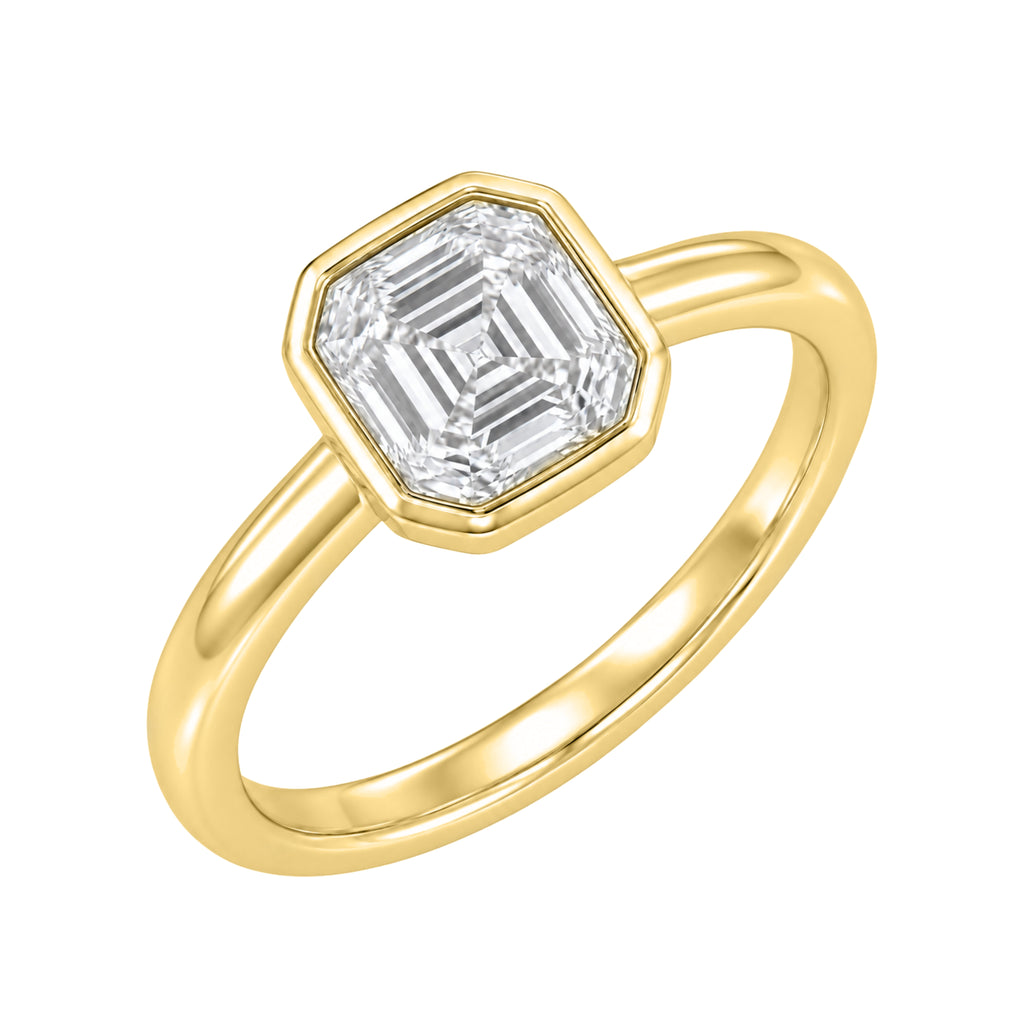 1-6 ctw Asscher Solitaire Bezel Engagement Ring