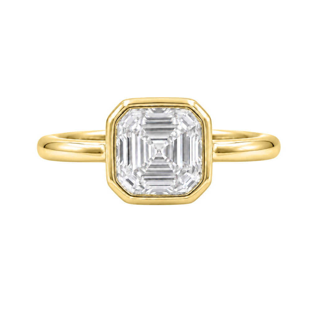 1-6 ctw Asscher Solitaire Bezel Engagement Ring