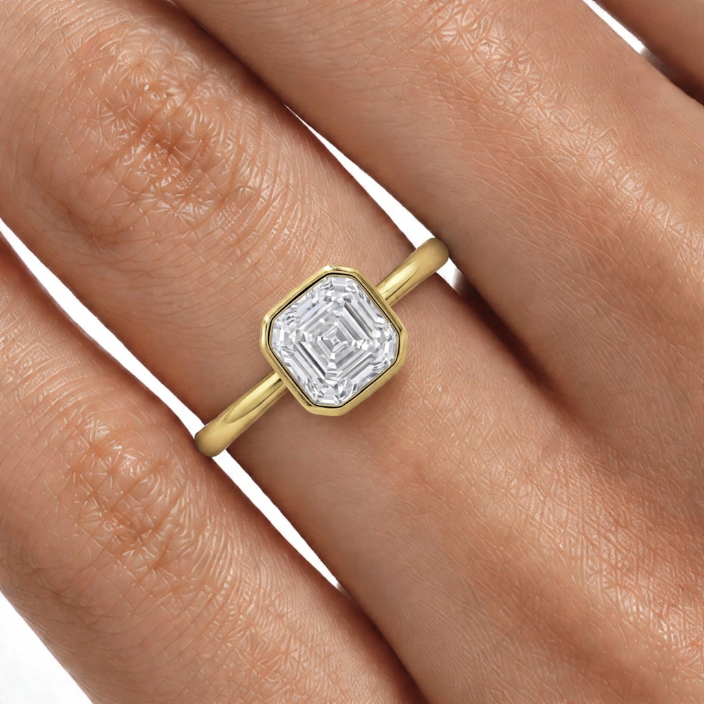 1-6 ctw Asscher Solitaire Bezel Engagement Ring
