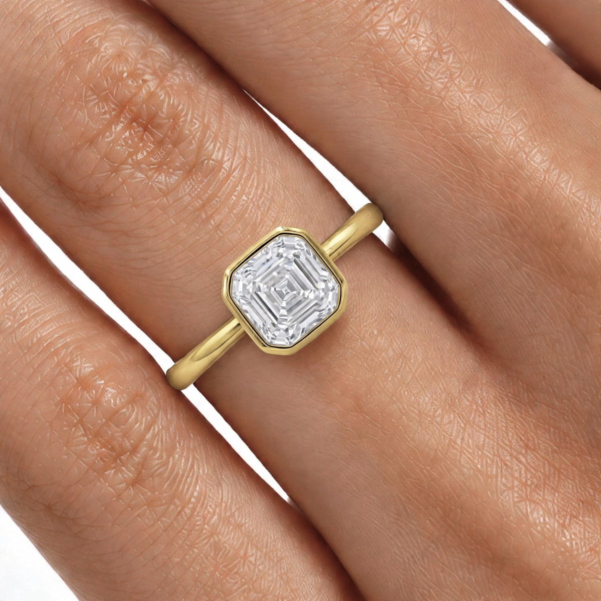 1-6 ctw Asscher Solitaire Bezel Engagement Ring